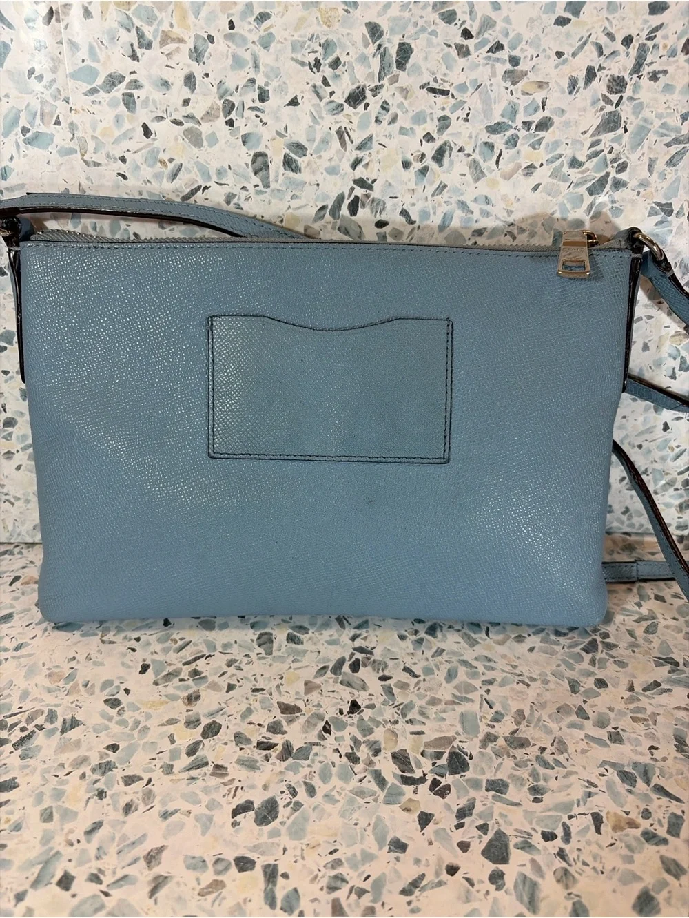 Coach East West Crossbody Bag Blue Leather Zip Pouch Set - Picture 4 of 7